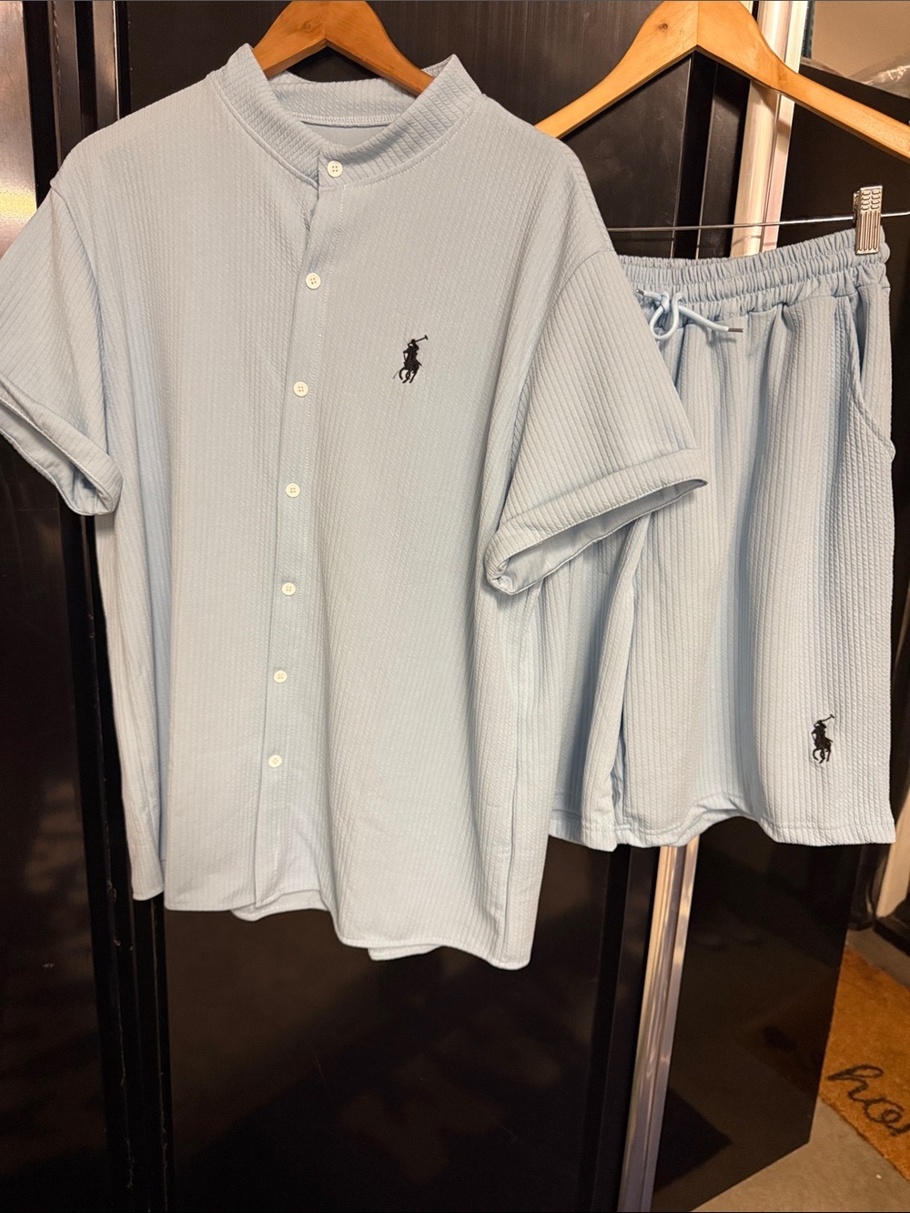 Men  Light Blue Short Set